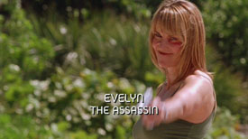 Burn Notice TV character Evelyn played by Lucy Lawless, photo